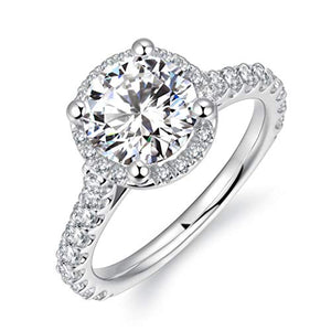 HAFEEZ CENTER 2ct Round Brilliant Cut Petite Micro Pave Floating Halo Simulated Diamond CZ Engagement Ring (9)