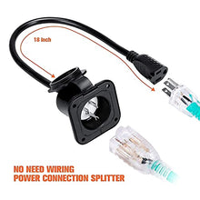 Load image into Gallery viewer, Bundle |WELLUCK 15 Amp 125V AC Power Inlet Port Plug with Integrated 18" Extension Cord, NEMA 5-15 RV Flanged Inlet with Waterproof &amp; Back Cover, 2 Pole 3-Wire Shore Power Plug for Boat
