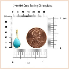 Load image into Gallery viewer, 14K Gold Turquoise Teardrop Earrings - 14K Solid Yellow Gold Pear Shape Dangle Drop Earrings, 7x10mm Turquoise Gemstone, December Birthstone, Dainty Handmade Gift for Classy Women
