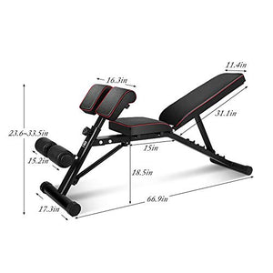 Soges Multi-Functional Dumbbell Bench Adjustable Height Incline Bench, Multi-Workout Abdominal Hyper Back Extension Bench, Home Strength Training Fitness Workout Station, PSBB004