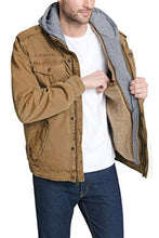 Load image into Gallery viewer, Levi's Men's Washed Cotton Hooded Military Jacket, Brown, Large
