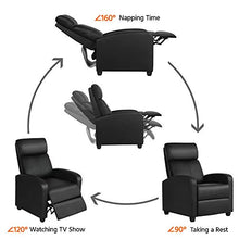 Load image into Gallery viewer, YAHEETECH Recliner Chair PU Leather Recliner Sofa Home Theater Seating with Lumbar Support Overstuffed High-Density Sponge Push Back Recliners
