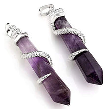 Load image into Gallery viewer, Hexagonal Pile Natural Amethyst Gemstone Pendant Necklace Healing Crystal Reiki Chakra Gem Stones 18 Inch (1pc) GGP-D4
