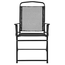 Load image into Gallery viewer, Flash Furniture Nantucket 6 Piece Black Patio Garden Set with Table, Umbrella and 4 Folding Chairs
