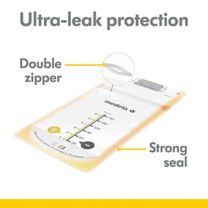 Medela Breastmilk Storage Bags Ready to Use Breast Milk Storing Bags for Breastfeeding Self Standing Bag Space Saving Flat Profile Hygienically PreSealed 6 Ounce, White, 50 Count
