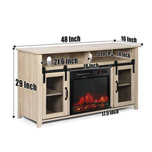 Load image into Gallery viewer, ENSTVER TV Stand for TVs up to 55&quot; with Electric Fireplace Included,Media Storage Television Console for Living Room (White Oak)
