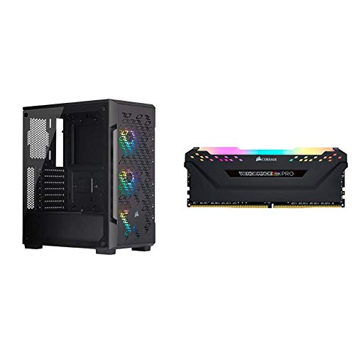 Corsair iCUE 220T RGB Airflow Tempered Glass Mid-Tower Smart Case - Black (CC-9011173-WW) & Vengeance RGB PRO 16GB (2x8GB) DDR4 3200MHz C16 LED Desktop Memory - Black (CMW16GX4M2C3200C16)