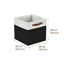 Load image into Gallery viewer, DECOMOMO Foldable Storage Bin [4-Pack] Collapsible Sturdy Cationic Fabric Storage Basket Cube W/Handles for Organizing Shelf Nursery (Black &amp; White, 12 x 12 x 12 x 12)
