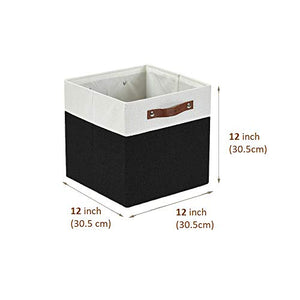 DECOMOMO Foldable Storage Bin [4-Pack] Collapsible Sturdy Cationic Fabric Storage Basket Cube W/Handles for Organizing Shelf Nursery (Black & White, 12 x 12 x 12 x 12)
