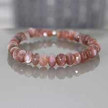 Load image into Gallery viewer, NirvanaIN Mocha Moonstone bracelet, gemstone beads bracelet chocolate moonstone bracelet gift for her Brown beaded bracelet
