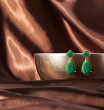 Load image into Gallery viewer, Ross-Simons 19.20 ct. t.w. Emerald Drop Earrings in 18kt Gold Over Sterling
