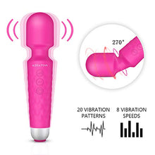 Load image into Gallery viewer, SIKXTOA Powerful Wand Massager with 20 Vibration Modes 8 Speeds, Wireless Handheld Waterproof Quiet Rechargeable Portable Personal Full Body Massager Relieve Muscle Stress Relaxing Body - Rose
