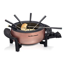 Load image into Gallery viewer, Hamilton Beach 3 Quart / 2.8 Liter 3QT Copper Electric Fondue Pot Set with Temperature Control, 6-Color Coded Forks, for Cheese, Chocolate, Hot Oil, Broth (86201)
