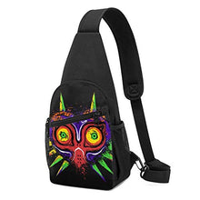 Load image into Gallery viewer, Alomama The Legend of Zelda The Ancient Evil Majoras Mask Sling Backpack Sling Bag Black Crossbody Daypack Casual Backpack for Travel, Hiking, Cycling, Camping for Women &amp; Men
