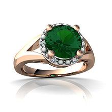 Load image into Gallery viewer, 14kt Rose Gold Lab Emerald and Diamond 8mm Round Halo Split Band Ring - Size 6
