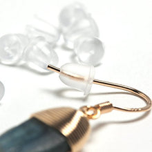 Load image into Gallery viewer, Natural Stone Wire Wrap Dangle Drop Earrings Gold Plated 925 Sterling Silver Hook/Kyanite
