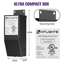 Load image into Gallery viewer, HitLights Dimmable LED Driver Transformer 60W, Magnetic Power Supply, 110V AC to 12V DC, Compatible with Lutron＆Leviton Dimmer, LED Strip Lights, Other Low Voltage Lighting Projects
