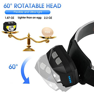 Headlamp Flashlight, LHKNL 1100 Lumen Ultra-Light Bright LED Rechargeable Headlight with White Red Light, 2-PACK Waterproof Motion Sensor Head Lamp, 8 Modes for Outdoor Camping Running Cycling Fishing