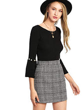 Load image into Gallery viewer, Floerns Women's Plaid High Waist Bodycon Mini Skirt A Grey M

