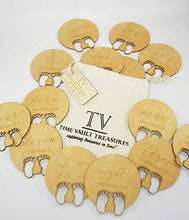 Load image into Gallery viewer, Baby Monthly Cards, Reusable,Baby Gift Sets, Blocks Stickers, Set of 14 - Includes Elegant Drawstring Bag w/Wood Gift Tag
