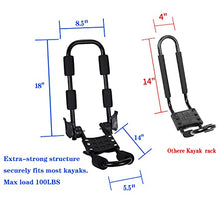Load image into Gallery viewer, WIRUGA Folding Kayak Rack 4 PCS/Set J Bar Roof Carrier Rack of Bilateral Premier for Canoe/SUP/Kayaks and Surfboard Board On Rooftop Mount on SUV/Car and Truck Crossbar with 4 PCS Tie Down Straps
