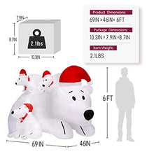 Load image into Gallery viewer, ShinyDec 6FT Polar Bear and Cubs Christmas Decoration Fun Santa Hats &amp; Internal LED Lights, New Holiday Yard Inflatable for 2021, White
