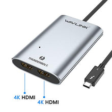 Load image into Gallery viewer, WAVLINK Thunderbolt 3 to Dual HDMI Display Adapter 4K@60Hz, Thunderbolt 3 up to 40Gbps to Dual Monitor HDMI 2.0 Video Converter Compatible with 2016 above MacBook Pro and Some Windows, Plug &amp; Play
