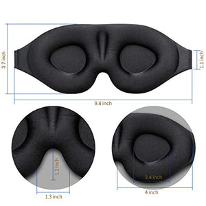 MZOO Sleep Eye Mask for Men Women, 3D Contoured Cup Sleeping Mask & Blindfold, Concave Molded Night Sleep Mask, Block Out Light, Soft Comfort Eye Shade Cover for Travel Yoga Nap, Black