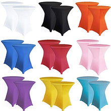 Load image into Gallery viewer, Reliancer 4 Pack 36inch Highboy Cocktail Round Spandex Table Cover Four-Way Tight Fitted Stretch Tablecloth Table Cloth for Outdoor Party DJ Tradeshow Banquet Vendor Wedding(4PC 36''X43'',Black)
