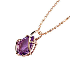 10k Rose Gold Genuine Pear-shape Amethyst Teardrop Pendant Necklace