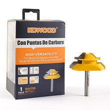 Load image into Gallery viewer, KOWOOD Router bit, 3/4” Cutting Height, 45 Degree Lock Miter Router Bit 1/4 Inch Shank…
