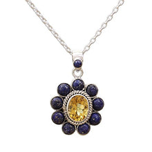 Load image into Gallery viewer, NOVICA Multi-Gem Lapis Lazuli .925 Sterling Silver Pendant Necklace, 18", Sunny Blue'
