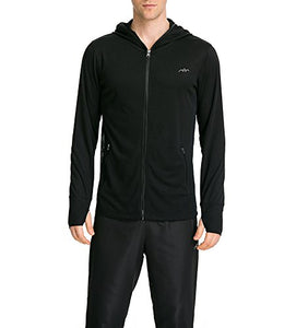 TRAILSIDE SUPPLY CO. Men's Zip Up Hoodie Stretch Sweatshirts,Lightweight Black Large