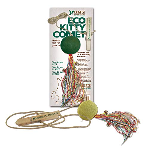 Honest Pet Products Natural Cat Toy The Eco Kitty Comet is Safe for Your cat- Natural Wool cat Toy for Interactive cat Play. NO Chemicals in Our Toys