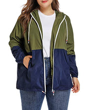 Load image into Gallery viewer, Women&#39;s Waterproof Raincoat Outdoor Hooded Rain Jacket Windbreaker Army Green XXL
