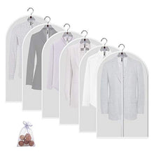Load image into Gallery viewer, allhom dust proof garment bags - set of 6 pcs 40 inch hanging clothing storage bags and cedar balls,for jacket, shirt, sweater, suit
