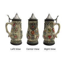Load image into Gallery viewer, Beer Stein Engraved Edelweiss Germany Coats of Arms Lidded Beer Mug by E.H.G. | 0.7 Liter
