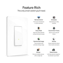 Load image into Gallery viewer, Kasa Smart Light Switch by TP-Link, Single Pole, Needs Neutral Wire, 2.4Ghz WiFi Light Switch Works with Alexa and Google Assistant, UL Certified, 1-Pack (HS200), White
