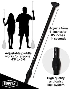 SUP Paddle - 3 Piece Adjustable Stand Up Paddle Board Paddles - Lightweight & Floating Paddleboard Oar - Durable & Packable for Travel - High-Grade Aluminum Shaft & Nylon Blade for Efficient Strokes