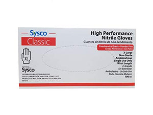 SYSCO HIGH Performance Nitrile Gloves Size XL Powder Free - 100 Gloves per Box