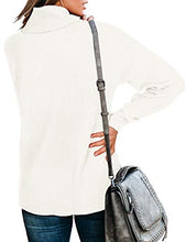 Load image into Gallery viewer, NSQTBA Turtleneck Sweater Women Tunic Sweaters White
