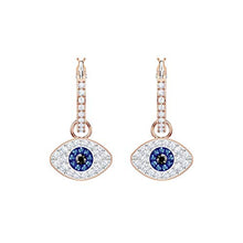 Load image into Gallery viewer, SWAROVSKI Women&#39;s Symbolic Evil Eye Hoop Pierced Earrings, Multi-colored, Rose-gold tone plated
