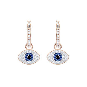 SWAROVSKI Women's Symbolic Evil Eye Hoop Pierced Earrings, Multi-colored, Rose-gold tone plated