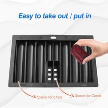 Load image into Gallery viewer, GSE Casino Poker Table Plastic Chip Trays, Las Vegas Style Dealer Table Chips Tray, Holds 300 Chips &amp; 2 Playing Cards
