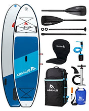 Load image into Gallery viewer, Abahub Inflatable SUP, Wide 10'6" x 34" x 6" iSUP, Blue Standup Paddleboard with Adjustable Carbon Fiber Paddle, Kayak Seat, for Yoga, Paddle Board, Kayaking, Surf, Canoe, Fishing
