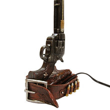Load image into Gallery viewer, Treasure Gurus Revolver Gun and Bullet Holster Belt Table Lamp
