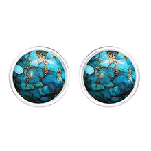 Load image into Gallery viewer, Natural Blue Copper Turquoise Earrings Studs Sterling Silver for Her Women Mom Wife
