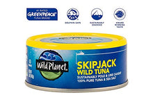 Load image into Gallery viewer, Wild Planet Skipjack Wild Tuna, Sea Salt, Keto and Paleo, 3rd Party Mercury Tested, 5 Ounce (Pack of 12)
