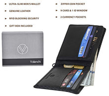 Load image into Gallery viewer, RFID Genuine Leather Bifold Wallet for Men and Women,2 Note pocket,coin pocket,multi card slots &amp; ID window (Black Carbon)
