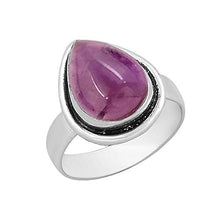 Load image into Gallery viewer, Amethyst Ring Silver Plated Vintage Style Handmade Solitaire Ring Size 7
